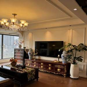 BALOM Customized European Style <b>Wood</b> TV <b>Cabinet</b> Retro Fusion Design Storage TV Stand with Decorative Doors - Product Image 4