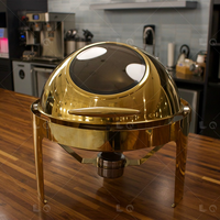 Europäische 6L Runde Roll-Top Chafing Dish für Hotel und Catering – Goldener Buffet-Speisewärmer aus Edelstahl