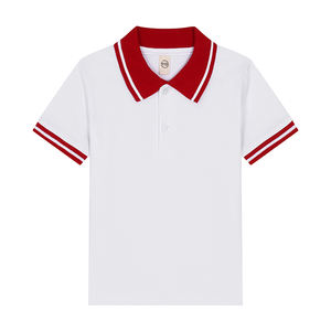 T-shirt blanc pour enfants, polo à manches courtes en pur coton, garçons et filles, col à revers, haut blanc à manches courtes, vêtements polyvalents pour enfants - Product Image 1
