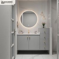 Buildgres Meuble de salle de bain élégant avec lavabo et miroir LED Vanité de salle de bain Vanité de salle de bain