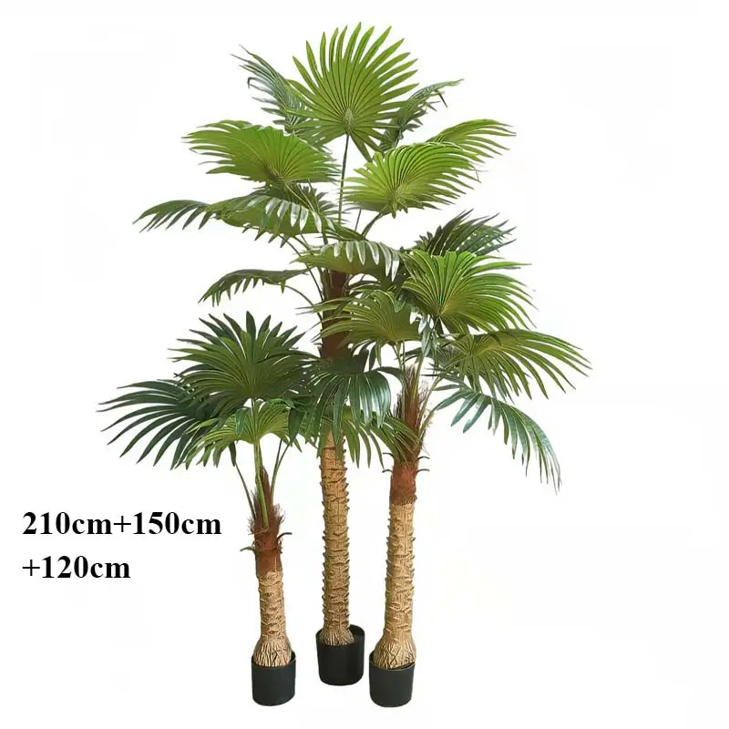 Wholesale Ornamental Artificial Plastic Fan Palm Bonsai Tree Potted Plants For House Office