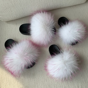 Pantoufles en fourrure de <span class=keywords><strong>renard</strong></span> véritable, pour enfants et adultes, style maman et moi, tendance, nouvelle collection - Product Image 6
