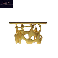 Table console d'entrée élégante et luxueuse en métal, sensation haut de gamme, design moderne, construction en bois massif, aspect saisissant