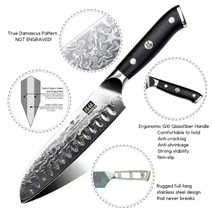 SHAN ZU 7 Zoll Damaszener Stahl professionelle Kochmesser G10 Griff 67 Schichten japanisches Santoku-Messer mit Geschenkbox