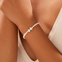 Bracelet en turquoise et perles en forme de cœur, certifié CE ASTM REACH, bijoux de mode en matériaux naturels, pour un anniversaire