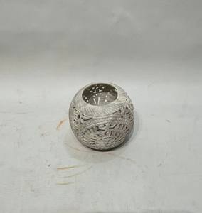 Carved Stone Globe <b>Candle</b> <b>Holder</b> elegant decorative piece inspired by traditional hand carved artistry - Product Image 1