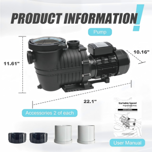 Pompe <span class=keywords><strong>de</strong></span> circulation immergée monophasée auto-amorçante 2 CV à haut rendement énergétique 50 Hz pour filtration d'<span class=keywords><strong>eau</strong></span> <span class=keywords><strong>de</strong></span> piscine - Product Image 6