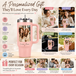Gobelet isotherme personnalisé 40 oz avec photo, <span class=keywords><strong>tasse</strong></span> de voyage en acier inoxydable avec poignée et paille, idéal pour les cadeaux et l'usage quotidien - Product Image 6