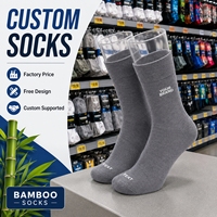 Chaussettes en bambou personnalisées, couleur gris uni, en fibre de bambou, chaussettes mi-hautes respirantes, écologiques, antibactériennes, chaussettes de travail pour hommes