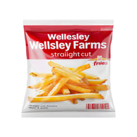 Sachet d'emballage plastique souple vide, imprimé sur mesure, à scellage arrière 3 côtés, type retort pouch, pour aliments surgelés, pommes de terre congelées et frites