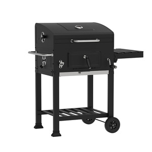 Multifunctional Outdoor American Style BBQ Grill With Smoker Function Trolley Design For Patio Use - Product Image 2