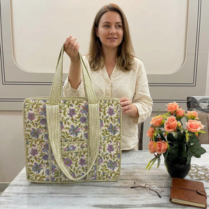 Sac à bandoulière pour femme en coton ethnique fait à la main, sac fourre-tout matelassé indien, sac fourre-tout tendance pour les courses - Product Image 4