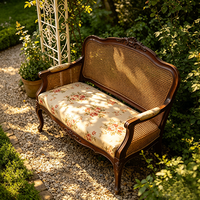 Canapé Chesterfield en cuir de style européen antique français, sectionnel, avec cadre en bois sculpté doré, deux places, rembourrage en éponge, pour salon