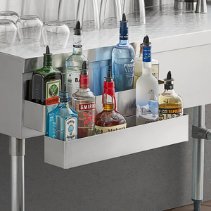 Commercial Double Deck Liquor Bottle <b>Shelf</b>, Stainless Steel Double Layer Wine Storage Rack for Restaurant <b>Bar</b> Kitchen - Product Image 1