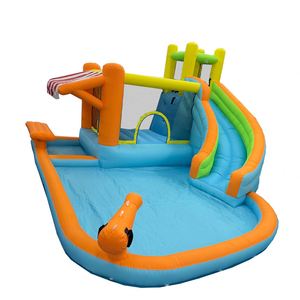 Matériaux et conception sûrs Jouets de sport pour enfants en intérieur et en extérieur Château gonflable avec canon, jeu de lancer d'anneaux, toboggans aquatiques - Product Image 2