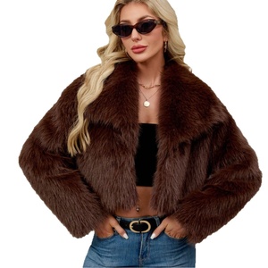 Manteau élégant vintage en fausse <span class=keywords><strong>fourrure</strong></span> à revers, court, en <span class=keywords><strong>laine</strong></span>/soie, pour femme enceinte, style européen et américain, collection automne-hiver - Product Image 4