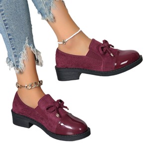 British Style Slip-on Low Ankle Flats Women's Autumn Women's Plus Size Bows Thick Heel 43 - Product Image 5