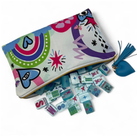 Meilleures ventes 2026 : Jeu de tuiles de Mahjong américain en acrylique, motif Perle Bleue Porte-bonheur, pour jeu de société et de hasard