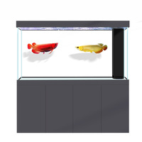 Grand aquarium en verre 600L intelligent et automatique pour poissons dragons dorés, motif floral, forme rectangulaire, pour salon, marine