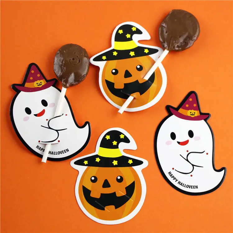 50 pz/borsa di Halloween pacchetto di caramelle carta fantasma zucca lecca-lecca decorazione per bambini regalo per la casa fai da te forniture di caramelle