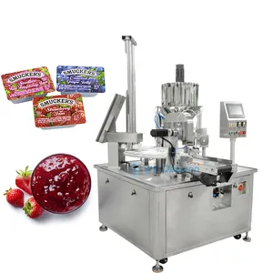 High Speed Automatic 2 Heads Filling Strawberry Grape Jam Filling Machine Ketchup Chili Sauce Dip Cup Filling Sealing Machine