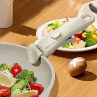 Batterie de cuisine tout usage anti-brûlure avec poignées métalliques détachables blanches et grises Poignée de pot universelle de remplacement