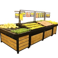 Étagère gondole moderne en métal et bois pour magasin commercial, unité de présentation alimentaire pour supermarché