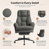 Chaise de bureau de haute qualité avec dossier croisé, coussin épais, accoudoirs réversibles, grande taille, avec repose-pieds