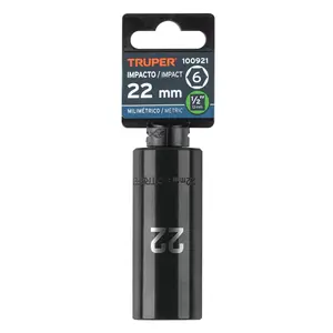 Juego de 6 Llaves de Impacto Largas de 22 mm, 6 Puntas, Accionamiento de 1/2 Pulgada, TRUPER - Product Image 4