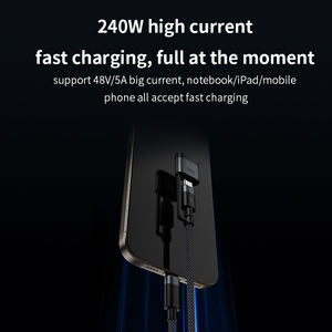 Type-c mâle vers USB C câble 240W PD câble de charge rapide 140W Type C câble de charge magnétique en nylon à 3 têtes pour ordinateurs portables <span class=keywords><strong>Macbook</strong></span> - Product Image 6