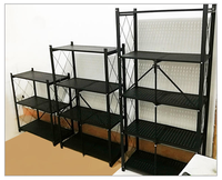 Modern ijzeren 5-laags opvouwbaar opbergrek met verstelbare metalen planken en wielen voor keuken, voorraadkast of kantoor