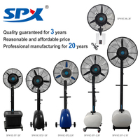 Ventilateur Brumisateur Industriel Électrique d'Été 220-240V/110-120V avec Grand Réservoir d'Eau de 60L, sur Pied, 3 Vitesses, Moteur en Cuivre, Métal, pour Usage Domestique