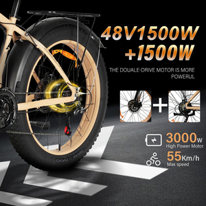Bicicleta Eléctrica de Montaña de Alta Potencia 48V 2000W, Motor Delantero y Trasero sin Escobillas de Alta Velocidad, Neumáticos Anchos para Adultos, BaoLuJie - Product Image 2