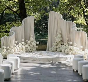 Arco de Boda Metálico Blanco Romántico con Diseño de Ondas, Decoración para Bodas en Jardín o <span class=keywords><strong>Playa</strong></span>, Suministro de Fábrica para Instalaciones Artísticas - Product Image 4