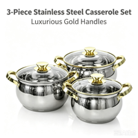 Ensemble de casseroles en acier inoxydable écologiques de qualité supérieure, style américain, compatible induction, couvercle en verre, non toxique, passe au lave-vaisselle