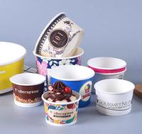 Gobelets à glace en papier blanc recyclables à paroi simple avec couvercle, personnalisables avec logo, 3oz, 5oz, 8oz, pour yaourts et desserts glacés