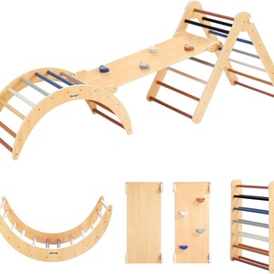 Estructura de juego triangular plegable de madera para niños, para entrenamiento físico de niños pequeños en interiores. - Product Image 5