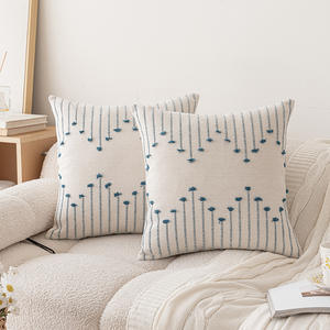 หมอนอิงผ้าฝ้ายลายพืชทรงสี่เหลี่ยม สำหรับตกแต่งห้องนั่งเล่นและห้องนอน ชุดของตกแต่งบ้าน - Product Image 1