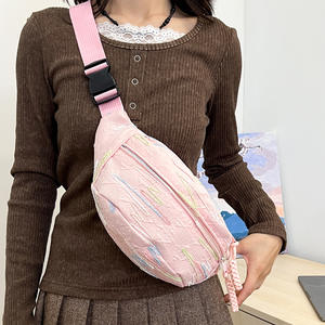 Casual Ladies' Fashion Sports Zip Closure Single Strap <b>Canvas</b> Chest/<b>Crossbody</b>/Waist <b>Bag</b> Z0249 - Product Image 6