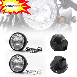 YD-JS201 Universal 7" Motorcycle 12v Headlight Lamp Turn Signal Light use H4 halogen bulb and 1 pair Mount Bracket Kit