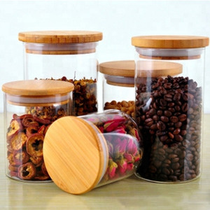 Stainless steel lid airtight storage jar glass kitchen canisters set