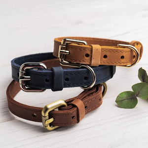 <span class=keywords><strong>Collar</strong></span> de gato de cuero hecho a mano, etiqueta de nombre personalizada Premium, <span class=keywords><strong>Collar</strong></span> suave duradero para interior y exterior, <span class=keywords><strong>Collar</strong></span> de entrenamiento para mascotas caninas - Product Image 1