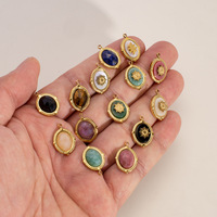 Pendentif DIY vintage français en acier inoxydable, pierre naturelle, acier titane, or de four, accessoires de bijoux inaltérables, vente en gros