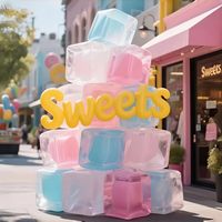 Décoration géante gonflable en forme de cube de glace, colorée, style estival, sur mesure, pour événements commerciaux et décors de scène