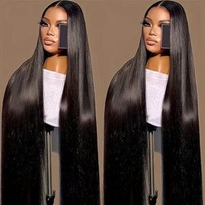 <span class=keywords><strong>Perruque</strong></span> Lace Front <span class=keywords><strong>Lisse</strong></span> Naturelle à Cuticules Alignées, Cheveux Synthétiques Soyeux de <span class=keywords><strong>26</strong></span> <span class=keywords><strong>Pouces</strong></span>, Dentelle Transparente, Résistante à la Chaleur - Product Image 1