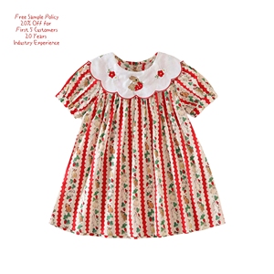 <span class=keywords><strong>Robe</strong></span> pour enfants en gros, <span class=keywords><strong>robe</strong></span> à rayures rouges et blanches, <span class=keywords><strong>robe</strong></span> brodée de fleurs et de lapins pour les filles, fêtes, col rond, longueur genoux, costume avec manches bouffantes - Product Image 1