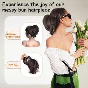 Offre Spéciale postiches pince à griffes fils métalliques pliables extension de queue de cheval courte <span class=keywords><strong>chignon</strong></span> désordonné morceau de <span class=keywords><strong>cheveux</strong></span> <span class=keywords><strong>pour</strong></span> les femmes - Product Image 4
