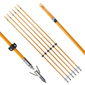 8毫米高品质实心玻璃纤维轴橙色弓箭狩猎箭头，带钢宽头塑料nock，用于弓箭捕鱼