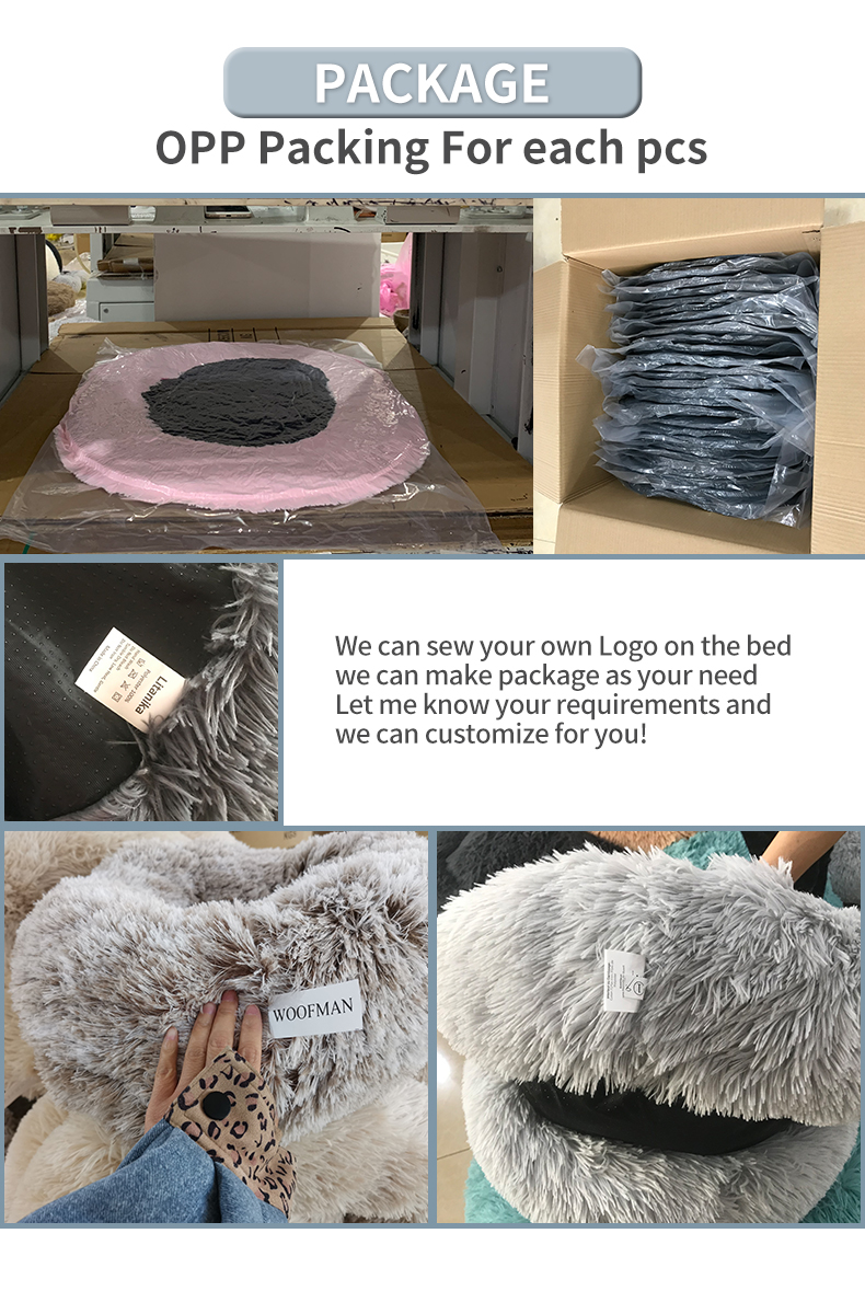 Dropshipping Fluffy Round Calming Bed Waterproof Pet Bed Dog Bed