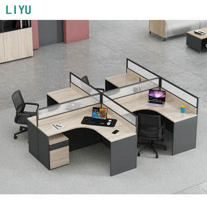 Scrivania da Ufficio Modulare a L in Legno Moderno con Partizione e Funzione Estensibile, Ufficiale Liyu - Product Image 4